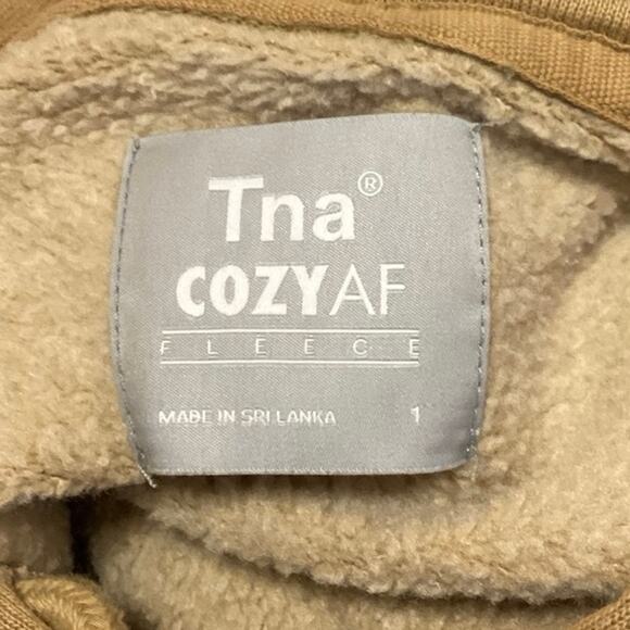 Aritzia TNA Cozy AF Fleece Brown Long Sleeve Pullover Sweatshirt Hoodie Size XS - Picture 3 of 4